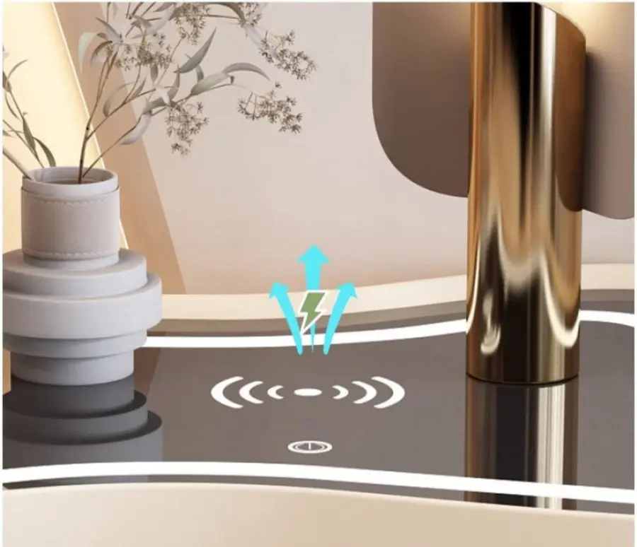 Luxury Smart Nightstand Built-in Password Safe 3-Color Dimmable LED Glass Top USB Wireless Charging for Master Bedroom — image 2