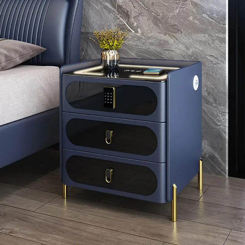 Modern Latest Designer High End Wooden Multifunctional Smart Wireless Charging Villa Bedside Table Nightstand Home Furniture — image 4