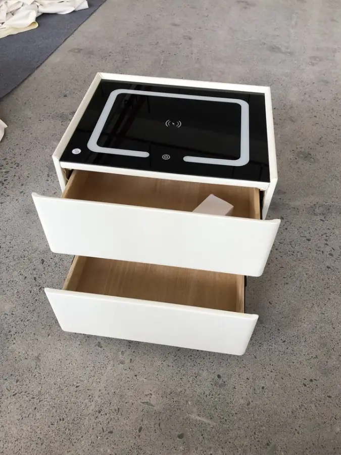 Modern Simple Wooden Foldable Smart Nightstands with Drawer Storage Bedside Table Bedroom Furniture — image 6