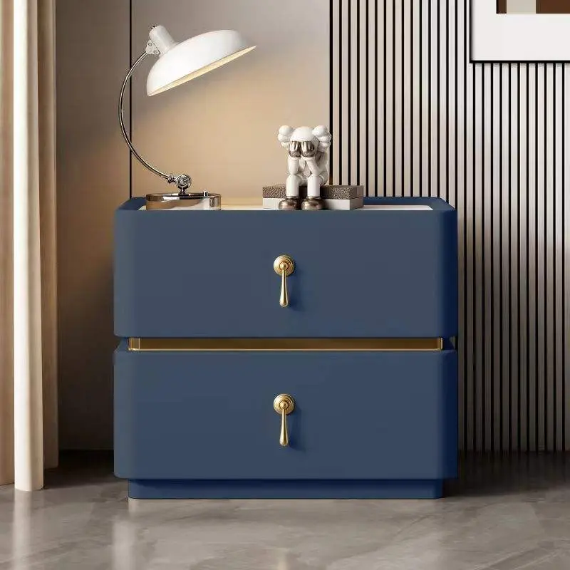 Wholesale Cheap Italian Nightstand Minimalist Furniture White Luxury Modern 2 Drawers Wireless Charging Home Office Solid Wood — image 4