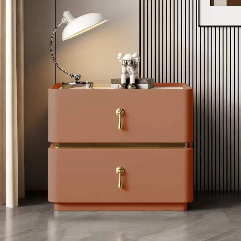 Wholesale Cheap Italian Nightstand Minimalist Furniture White Luxury Modern 2 Drawers Wireless Charging Home Office Solid Wood — image 5