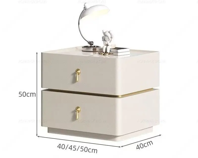 Wholesale Cheap Italian Nightstand Minimalist Furniture White Luxury Modern 2 Drawers Wireless Charging Home Office Solid Wood — image 6