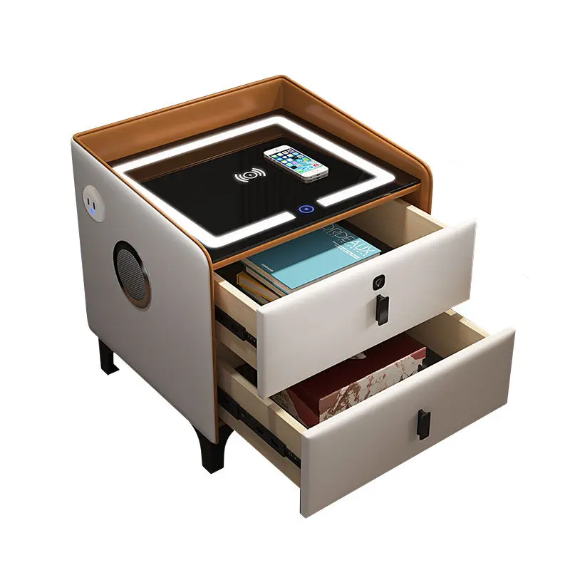 Home Furniture Bedroom Wooden Modern Adjustable Smart Side Table Nightstand with Wireless Charging — image 4