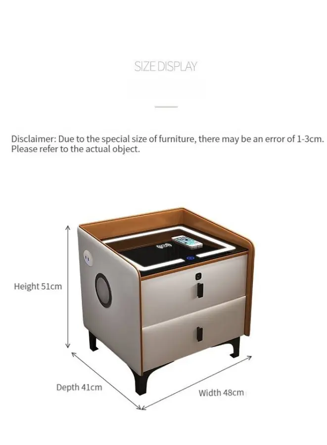 Home Furniture Bedroom Wooden Modern Adjustable Smart Side Table Nightstand with Wireless Charging — image 5