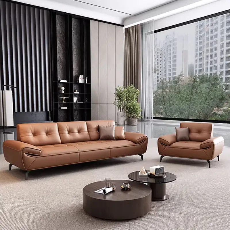 PU Leather Modern and Simple VIP Reception Eco-friendly Durable Casual Negotiation Sectional Office Sofa Set — view 1