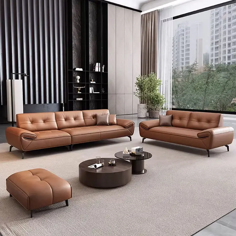 PU Leather Modern and Simple VIP Reception Eco-friendly Durable Casual Negotiation Sectional Office Sofa Set — image 3