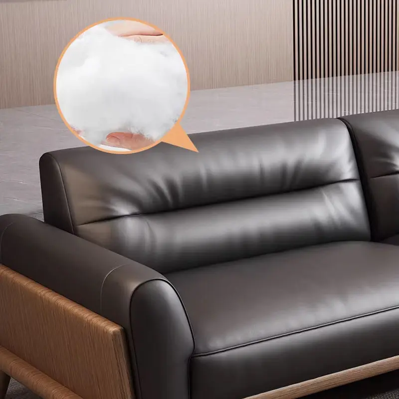 Leather Square Sectional Modern Sofa for Living Room School-Combination Reception Area Meeting Room Negotiation Straight-back — image 5