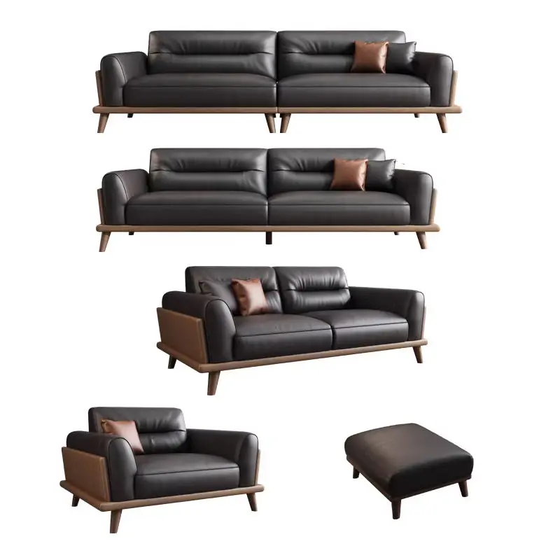 Leather Square Sectional Modern Sofa for Living Room School-Combination Reception Area Meeting Room Negotiation Straight-back — image 6