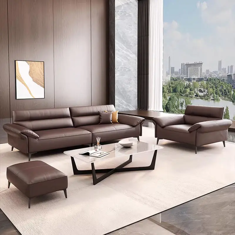 Business Modern Minimalist Eco-Friendly Sectional Reception Meeting Negotiation boss Straight-back Three-seater Sofa Off — view 1