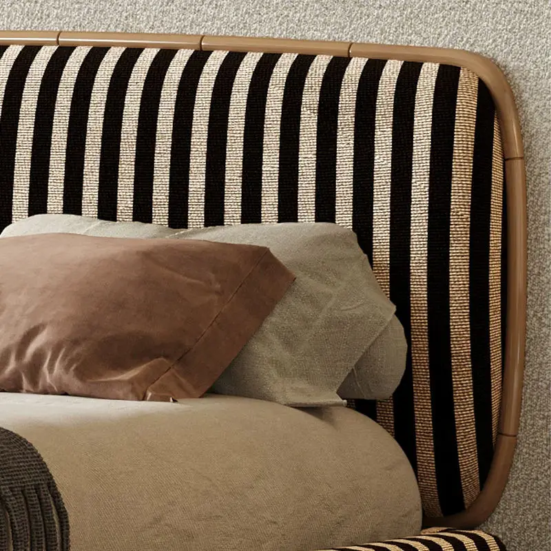 Italian Eco-Friendly Durable Minimalist Bed Villa Living Room Designer Double Black White Striped Soft Upholstered Fabriccloud — image 6