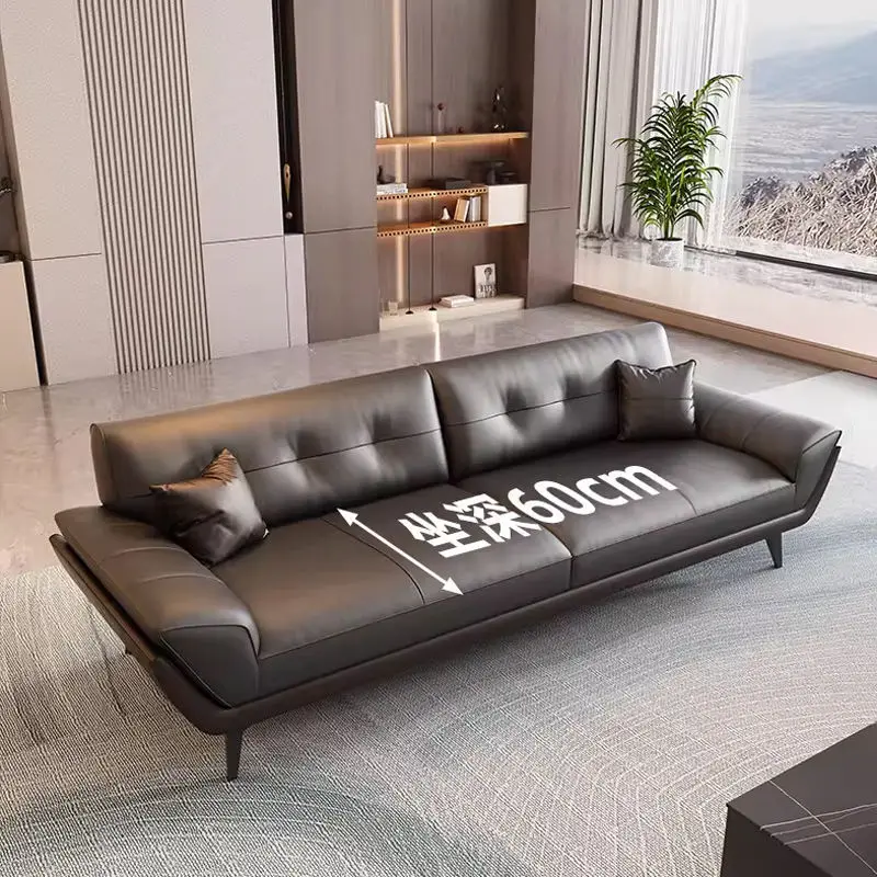 Modern Minimalist Sectional PU Leather Sofa Set-High-Density Sponge Eco-Friendly Office Sofa for Living Room Use — image 3