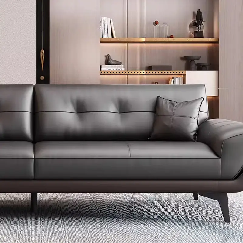 Modern Minimalist Sectional PU Leather Sofa Set-High-Density Sponge Eco-Friendly Office Sofa for Living Room Use — image 4