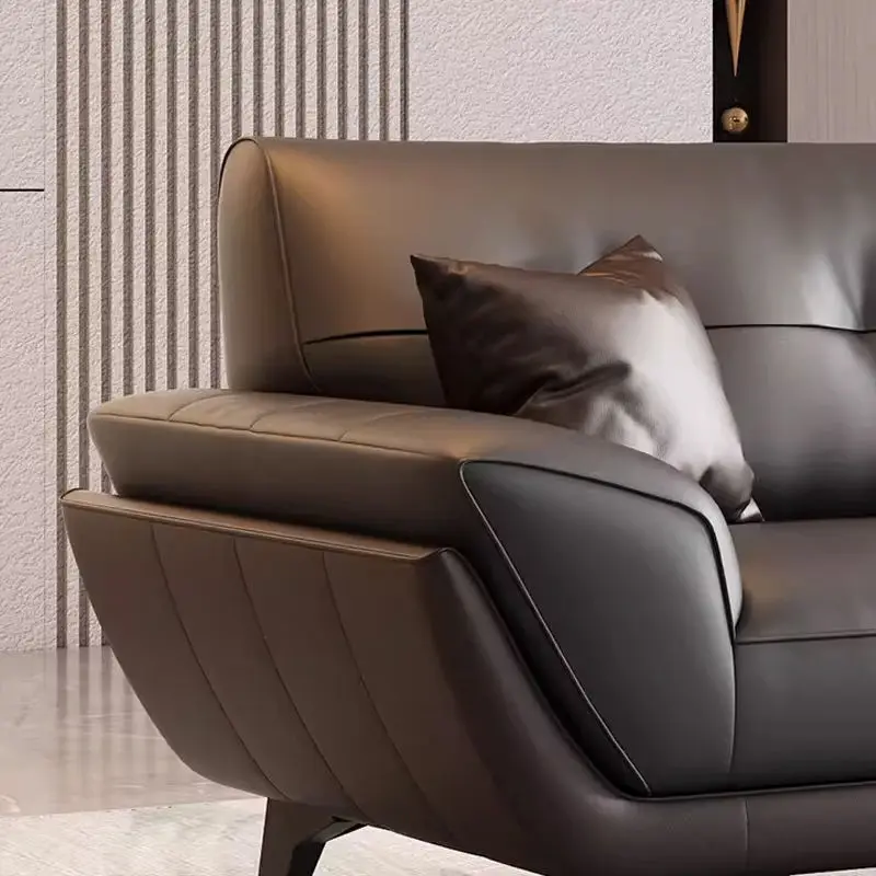 Modern Minimalist Sectional PU Leather Sofa Set-High-Density Sponge Eco-Friendly Office Sofa for Living Room Use — image 6
