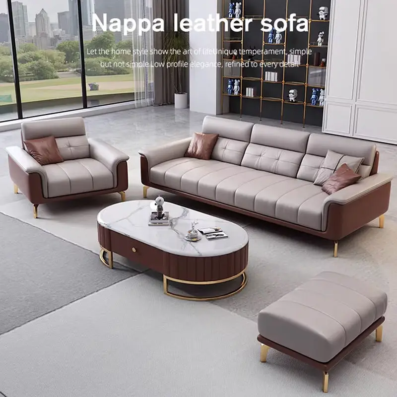 Italian-style Luxury Office Sectional Set PU Leather Three-person Combination Reception Meeting Area Lobby Negotiation Direct — image 3