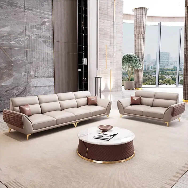 Luxury-lite PU Leather High-Density Sponge Wood Composite Small-sized Reception Area Straight-line Business Office Sofa Set — image 3