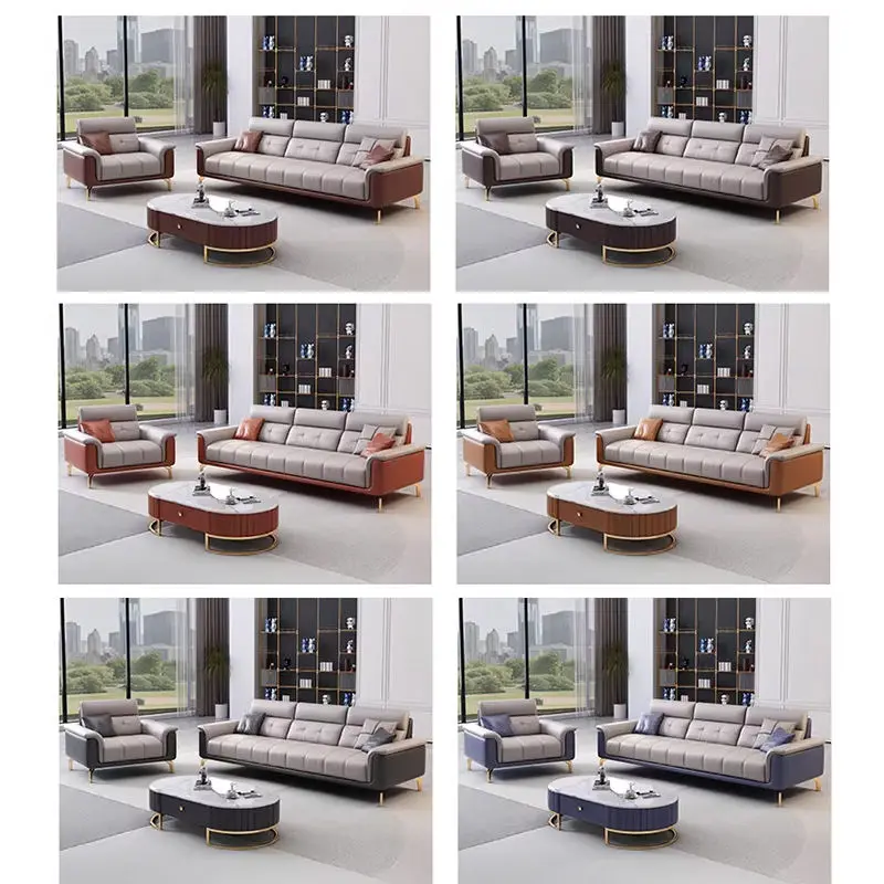 Italian-style Luxury Office Sectional Set PU Leather Three-person Combination Reception Meeting Area Lobby Negotiation Direct — image 6