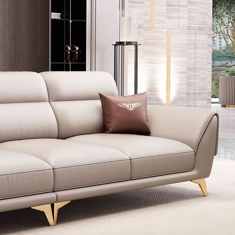 Luxury-lite PU Leather High-Density Sponge Wood Composite Small-sized Reception Area Straight-line Business Office Sofa Set — image 6