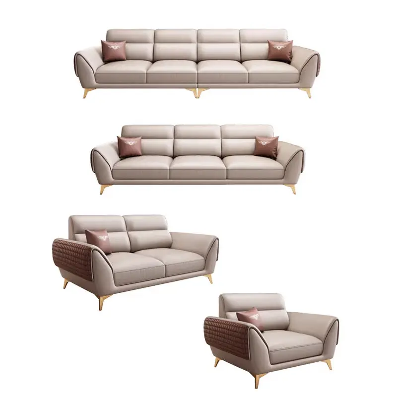 Luxury-lite PU Leather High-Density Sponge Wood Composite Small-sized Reception Area Straight-line Business Office Sofa Set — image 7