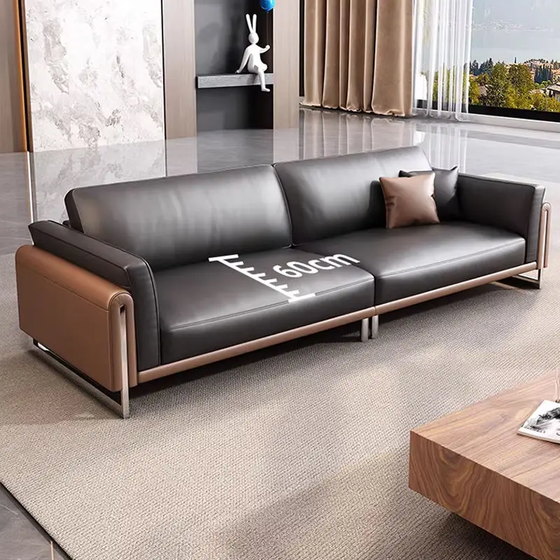 Modern Minimalist PU Leather Sectional Three-person Office Sofa Set High-Density Sponge for Business Meetings Guest Reception — image 5