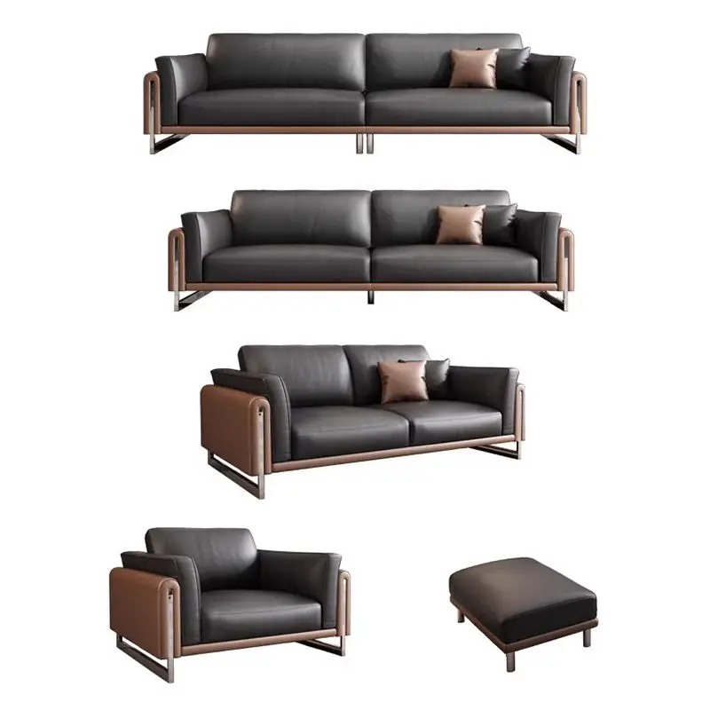 Modern Minimalist PU Leather Sectional Three-person Office Sofa Set High-Density Sponge for Business Meetings Guest Reception — image 7