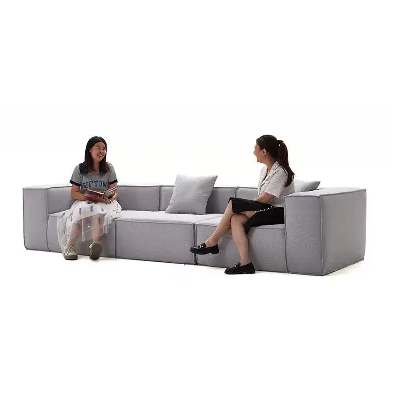 Vacuum Compressed Modern Tofu-shaped Small-sized Apartment Living Room Straight-line Rolled Square Sponge Sectional Fabric Sofa — image 3