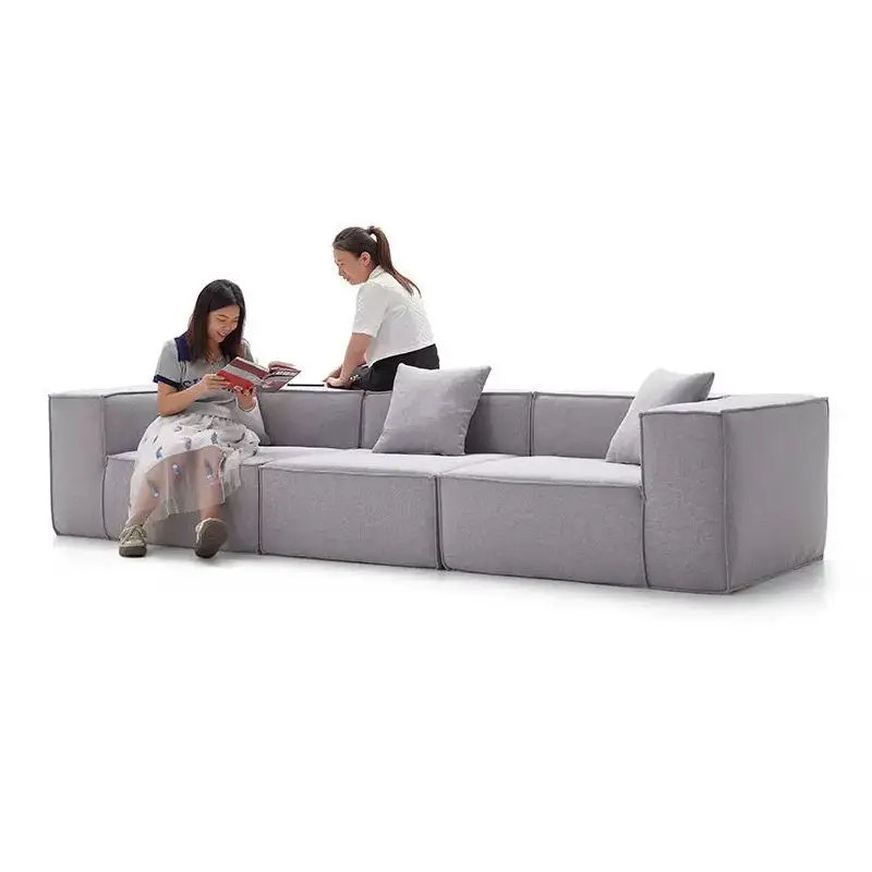 Vacuum Compressed Modern Tofu-shaped Small-sized Apartment Living Room Straight-line Rolled Square Sponge Sectional Fabric Sofa — image 4