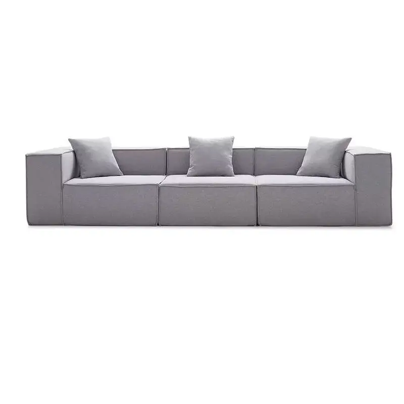 Vacuum Compressed Modern Tofu-shaped Small-sized Apartment Living Room Straight-line Rolled Square Sponge Sectional Fabric Sofa — image 6