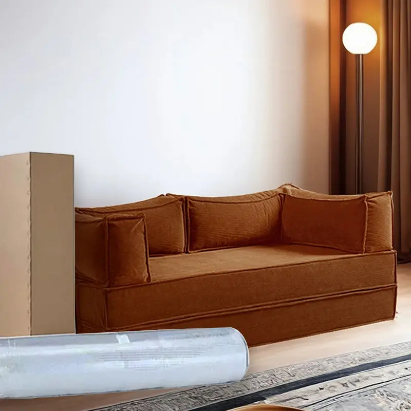 Modern Reclining Corduroy L-shaped Sectional Sofa Bed Set with Durable Compressed Design for Living Room — image 3
