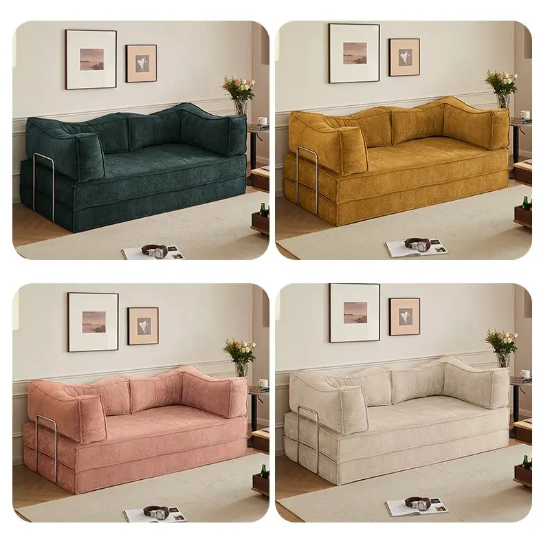 Modern Reclining Corduroy L-shaped Sectional Sofa Bed Set with Durable Compressed Design for Living Room — image 6