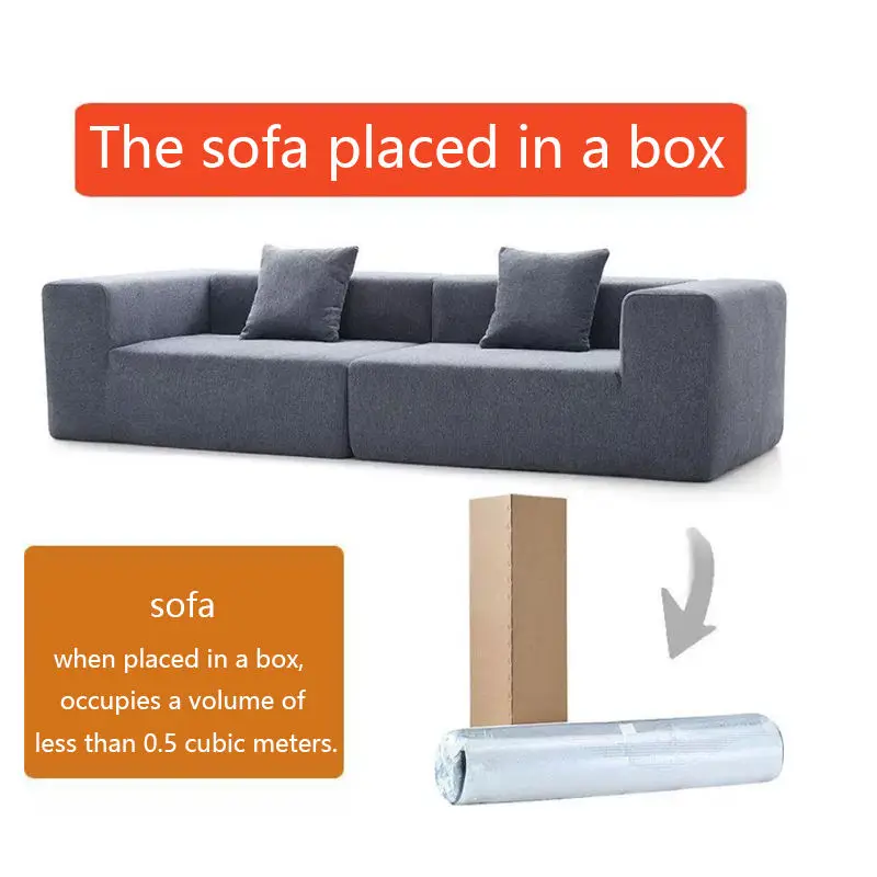 Vacuum Compressed Minimalist Wabi-sabi Style Sectional Square Upholstered Sofa for Small-sized Apartment Fabric Cover Sp — view 1