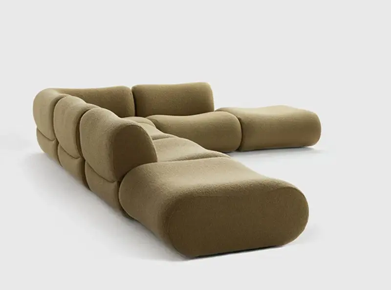 Modern Minimalist L-shaped Modular Combination Small-sized Living Room Design Model Corner Compact Fabric Sofa — image 4