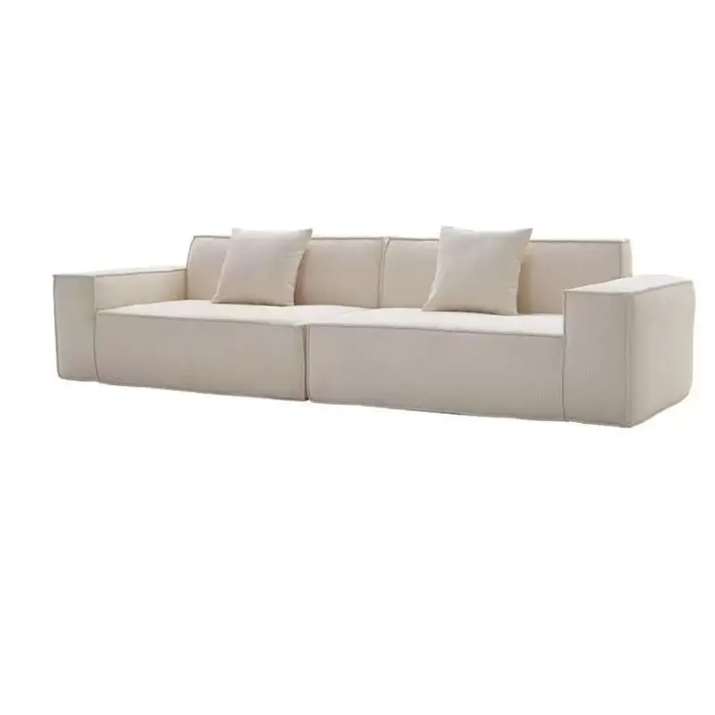 Block Durable Modern Minimalist Living Room Straight-line Trendy Style Combination Compressed Sponge Fabric Sofa — image 2