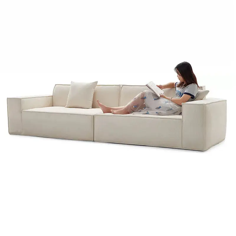 Block Durable Modern Minimalist Living Room Straight-line Trendy Style Combination Compressed Sponge Fabric Sofa — image 6