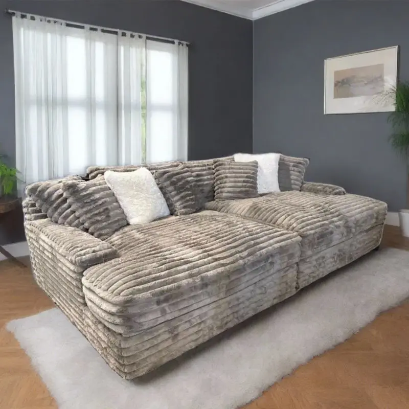 Lazyman Living Room Velvet Square Sectional Set Sofa Cloudy Large Seat Deep-Depth Adjustable Compressed — image 2