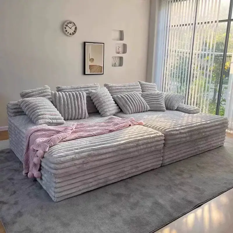 Lazyman Living Room Velvet Square Sectional Set Sofa Cloudy Large Seat Deep-Depth Adjustable Compressed — image 4