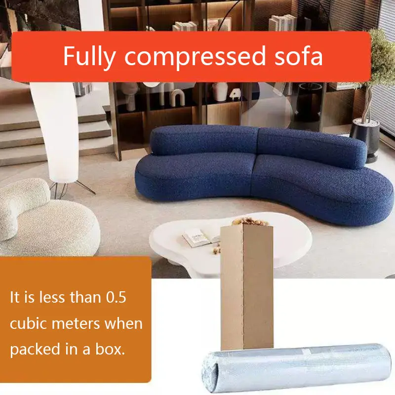 Simple Curved Living Room Multi-person Combination Sheepskin Sectional Sofa with Fabric Cover Eco-friendly Sponge Filling — image 3