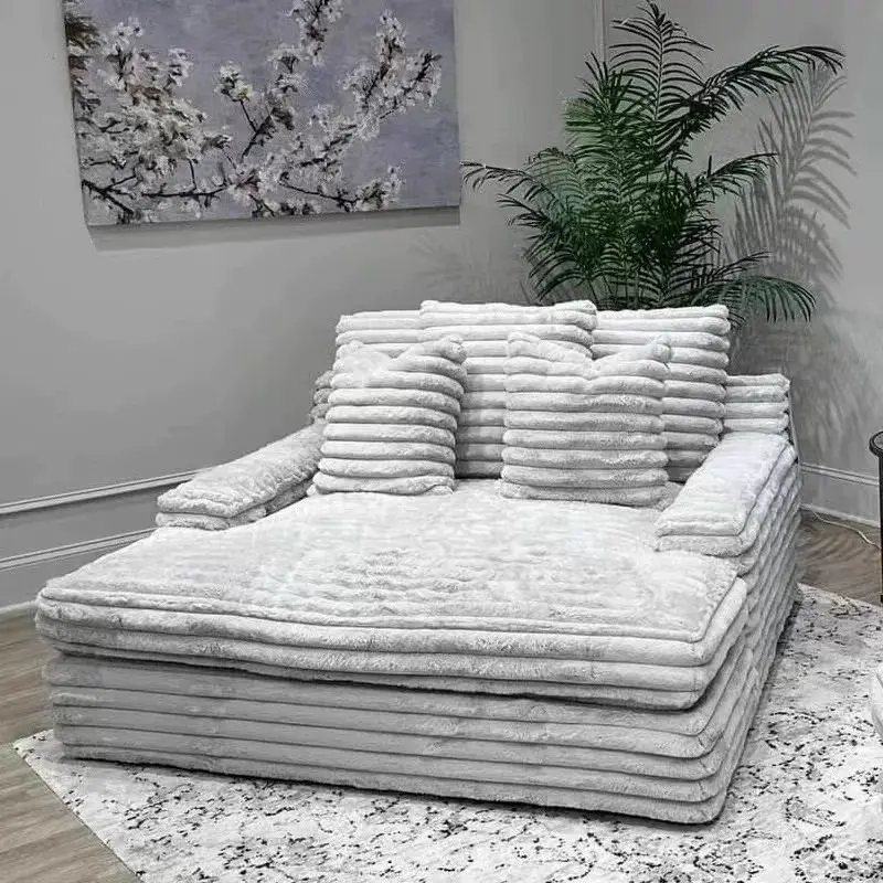 Lazyman Living Room Velvet Square Sectional Set Sofa Cloudy Large Seat Deep-Depth Adjustable Compressed — image 5