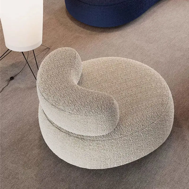 Simple Curved Living Room Multi-person Combination Sheepskin Sectional Sofa with Fabric Cover Eco-friendly Sponge Filling — image 6