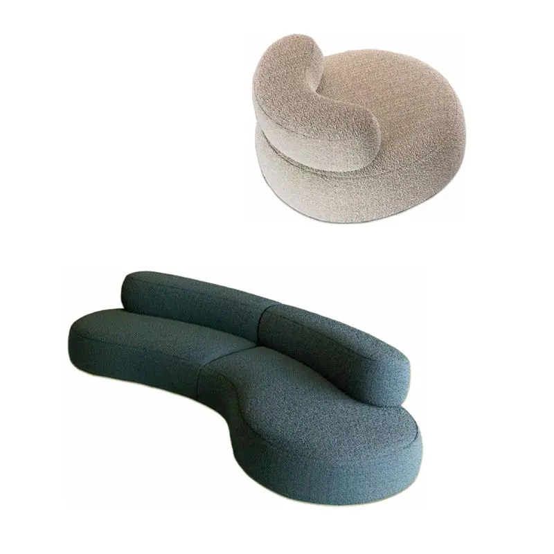Simple Curved Living Room Sectional Multi-person Combination Fabric Cover Sponge Filling Oval Shape Sofa — image 5