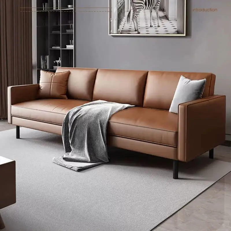 Modern Minimalist Square Small-sized Eco-friendly Durable High-resilience Sponge PU Leather Upholstered Living Room Set Sofa — image 4