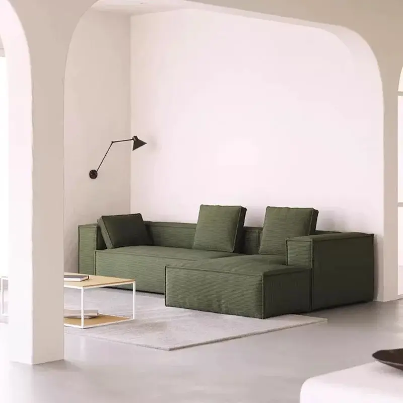 Simple Modern Square Small-sized Apartment Eco-friendly Durable Plastic Sponge Filled Sectional Living Room Settee Fabric Cover — image 2