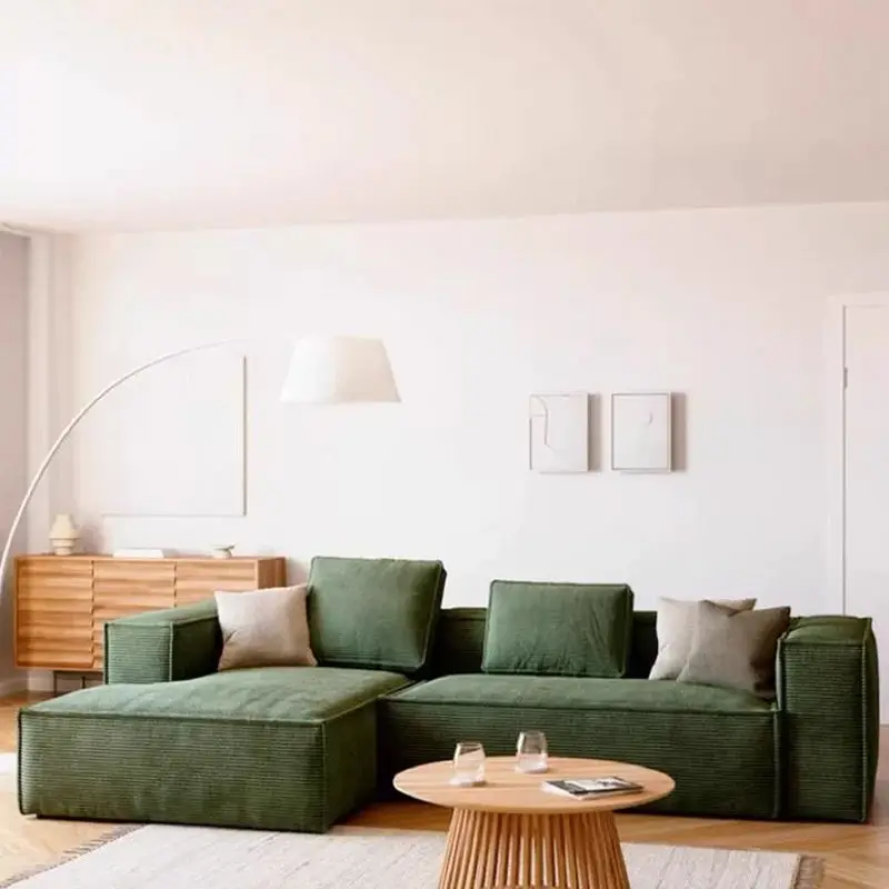 Simple Modern Square Small-sized Apartment Eco-friendly Durable Plastic Sponge Filled Sectional Living Room Settee Fabric Cover — image 3