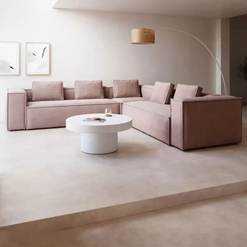 Simple Modern Square Small-sized Apartment Eco-friendly Durable Plastic Sponge Filled Sectional Living Room Settee Fabric Cover — image 4