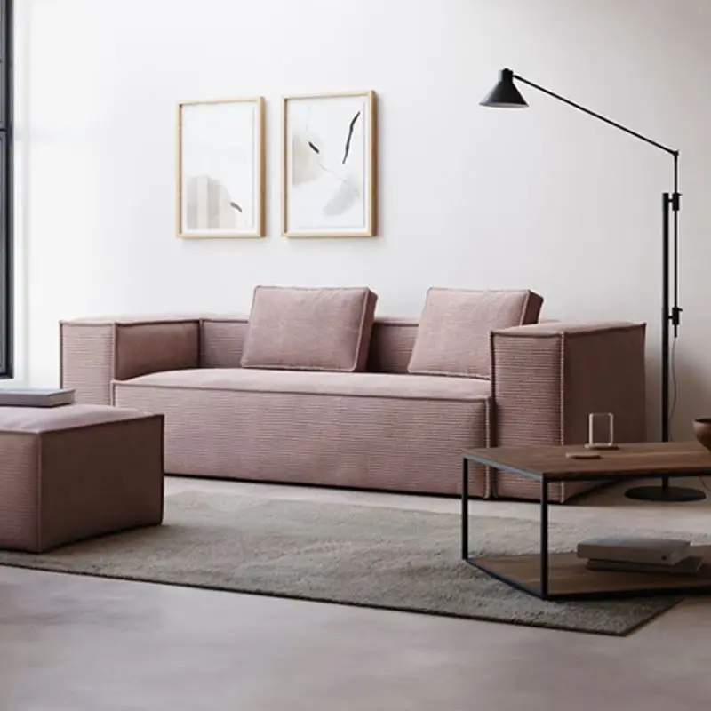 Simple Modern Square Small-sized Apartment Eco-friendly Durable Plastic Sponge Filled Sectional Living Room Settee Fabric Cover — image 5