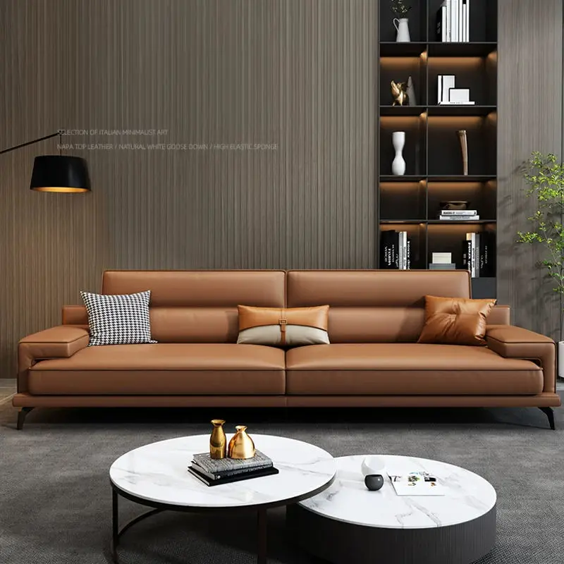 Small-sized Multi-color Square Artificial Leather Sectional Casual Three-person Coffee Table Set for Office Sofa — view 1
