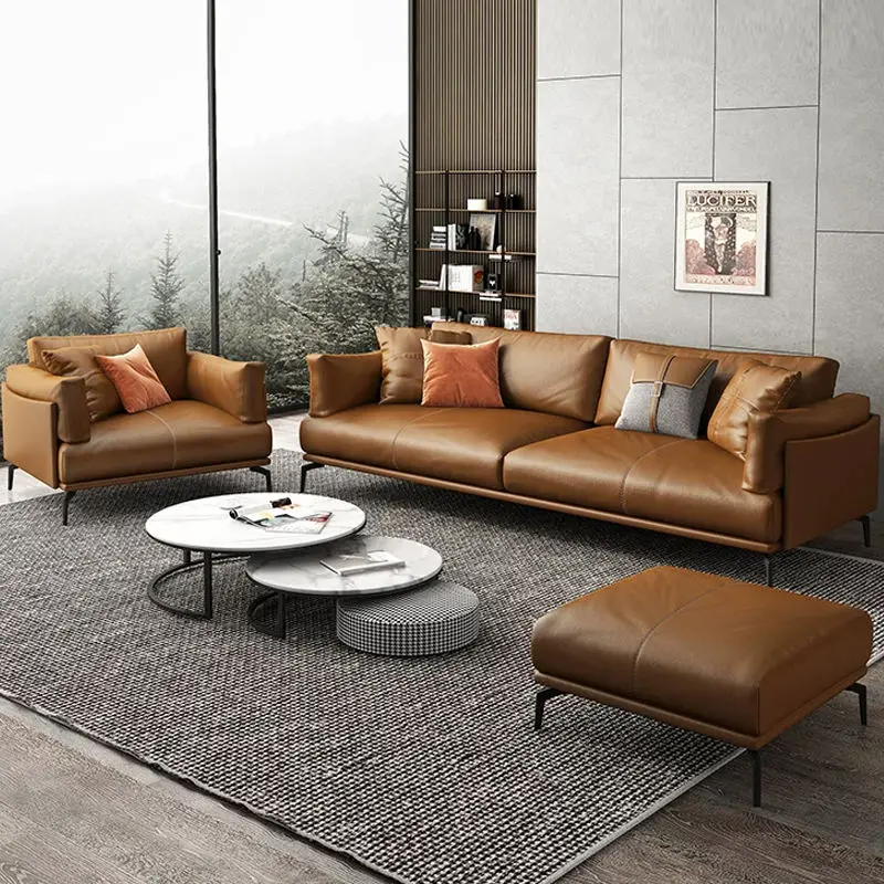 Simple Modern Eco-Friendly Durable Business Reception Meeting High-Density Sponge PU Leather Sectional Three-person Office Sofa — image 3