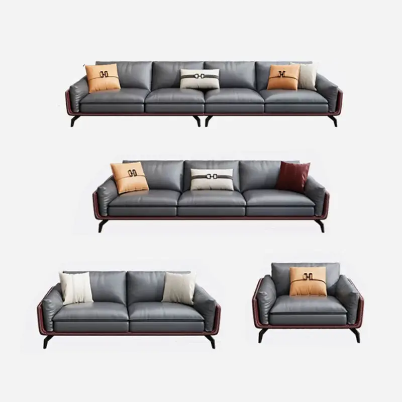 Small-sized Multi-color PU Leather Eco-Friendly Durable Casual U-shaped Modern Sectional Coffee Table Set for Office Sofa — image 6