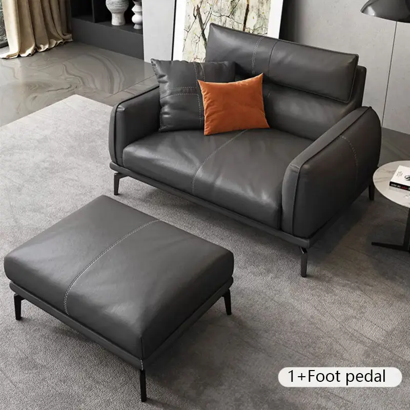 Modern Minimalist Eco-friendly Durable PU Leather Square Sectional Living Room Set of PU Leather-look Upholstered Sofa — image 5