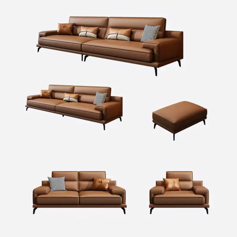 Small-sized Multi-color Square Artificial Leather Sectional Casual Three-person Coffee Table Set for Office Sofa — image 6