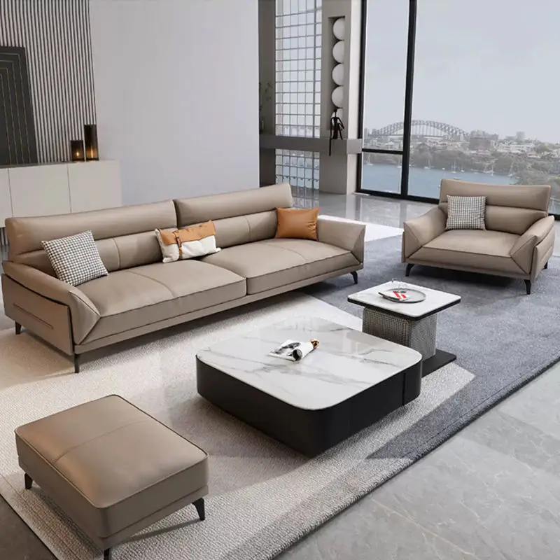 Small-sized PU Leather Modern Sectional Three-person Side-by-side High-Density Sponge Eco-Friendly Durable Sofa Set Livi — view 2